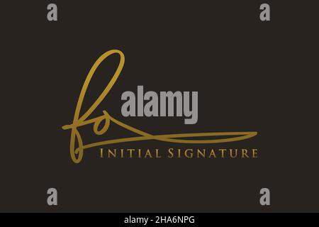 FO Letter Signature Logo Template elegant design logo. Hand drawn Calligraphy lettering Vector illustration. Stock Vector