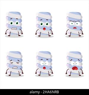 Character cartoon of blue marshmallow twist with scared expression. Vector illustration Stock Vector