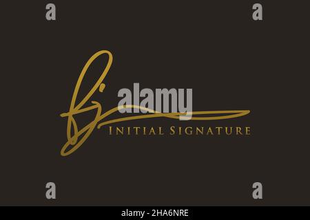 FJ Letter Signature Logo Template elegant design logo. Hand drawn Calligraphy lettering Vector illustration. Stock Vector