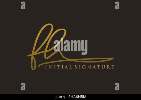 FH Letter Signature Logo Template elegant design logo. Hand drawn Calligraphy lettering Vector illustration. Stock Vector