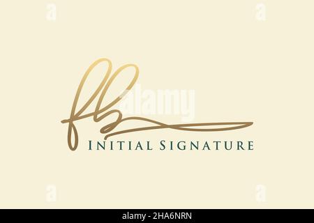 FB Letter Signature Logo Template elegant design logo. Hand drawn Calligraphy lettering Vector illustration. Stock Vector