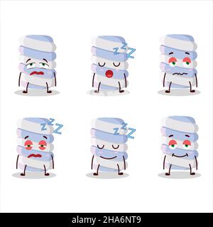 Cartoon character of blue marshmallow twist with sleepy expression. Vector illustration Stock Vector