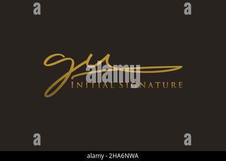 GU Letter Signature Logo Template elegant design logo. Hand drawn Calligraphy lettering Vector illustration. Stock Vector