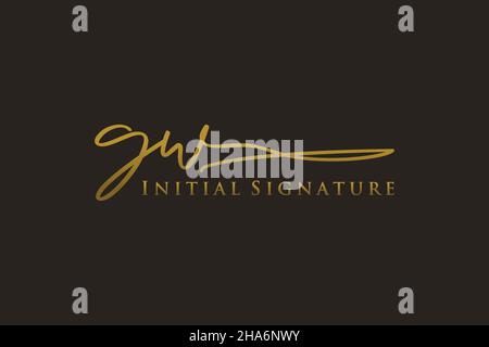 GW Letter Signature Logo Template elegant design logo. Hand drawn Calligraphy lettering Vector illustration. Stock Vector