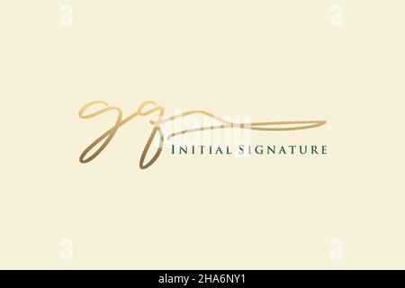 GQ Letter Signature Logo Template elegant design logo. Hand drawn Calligraphy lettering Vector illustration. Stock Vector
