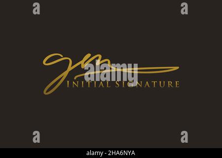 GM Letter Signature Logo Template elegant design logo. Hand drawn Calligraphy lettering Vector illustration. Stock Vector