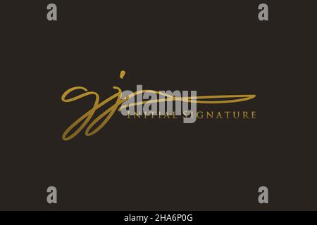 GJ Letter Signature Logo Template elegant design logo. Hand drawn Calligraphy lettering Vector illustration. Stock Vector