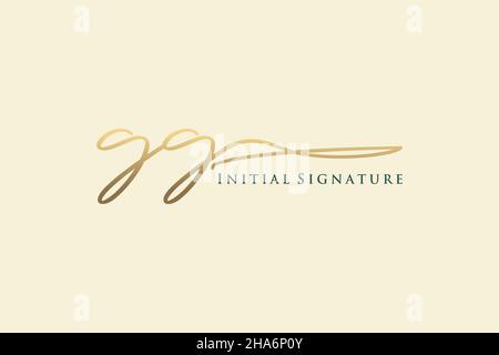 GG Letter Signature Logo Template elegant design logo. Hand drawn Calligraphy lettering Vector illustration. Stock Vector