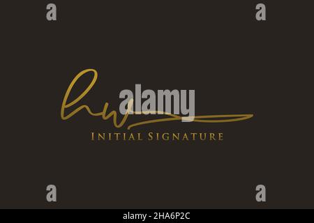 HW Letter Signature Logo Template elegant design logo. Hand drawn Calligraphy lettering Vector illustration. Stock Vector