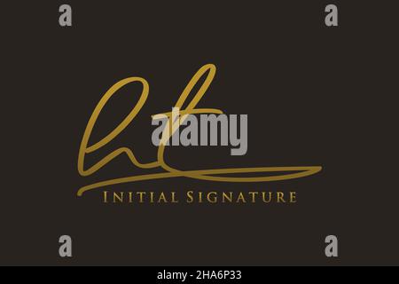 HT Letter Signature Logo Template elegant design logo. Hand drawn Calligraphy lettering Vector illustration. Stock Vector