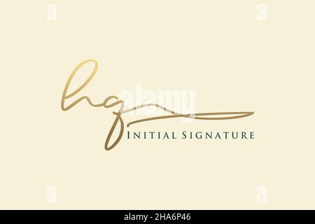HQ Letter Signature Logo Template elegant design logo. Hand drawn Calligraphy lettering Vector illustration. Stock Vector