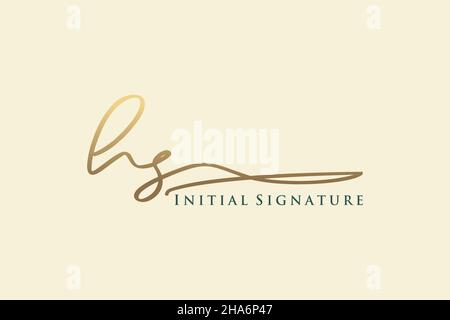 HS Letter Signature Logo Template elegant design logo. Hand drawn Calligraphy lettering Vector illustration. Stock Vector