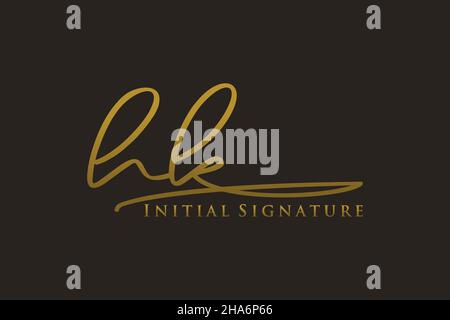 HK Letter Signature Logo Template elegant design logo. Hand drawn Calligraphy lettering Vector illustration. Stock Vector