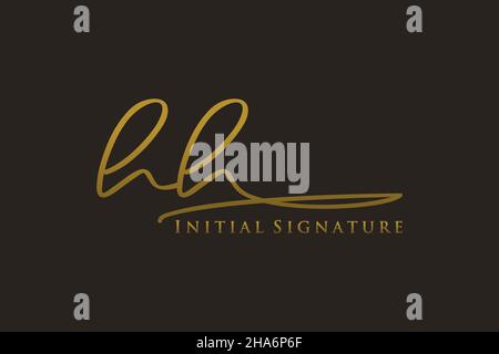 HH Letter Signature Logo Template elegant design logo. Hand drawn Calligraphy lettering Vector illustration. Stock Vector