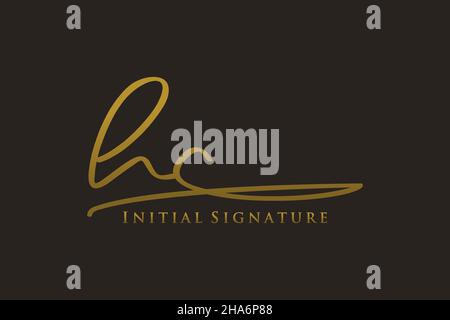 HC Letter Signature Logo Template elegant design logo. Hand drawn Calligraphy lettering Vector illustration. Stock Vector