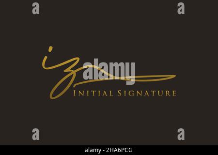 IZ Letter Signature Logo Template elegant design logo. Hand drawn Calligraphy lettering Vector illustration. Stock Vector