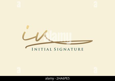 IV Letter Signature Logo Template elegant design logo. Hand drawn Calligraphy lettering Vector illustration. Stock Vector