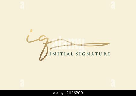 IQ Letter Signature Logo Template elegant design logo. Hand drawn Calligraphy lettering Vector illustration. Stock Vector