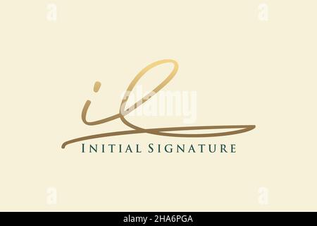 IL Letter Signature Logo Template elegant design logo. Hand drawn Calligraphy lettering Vector illustration. Stock Vector