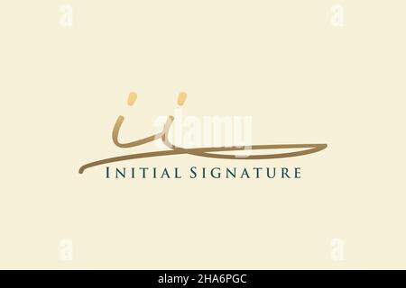 II Letter Signature Logo Template elegant design logo. Hand drawn Calligraphy lettering Vector illustration. Stock Vector