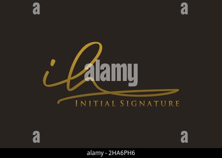 IH Letter Signature Logo Template elegant design logo. Hand drawn Calligraphy lettering Vector illustration. Stock Vector