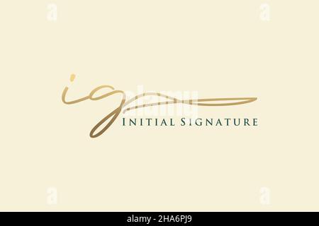 IG Letter Signature Logo Template elegant design logo. Hand drawn Calligraphy lettering Vector illustration. Stock Vector