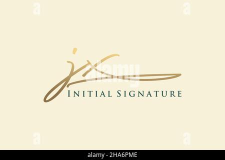 JX Letter Signature Logo Template elegant design logo. Hand drawn Calligraphy lettering Vector illustration. Stock Vector