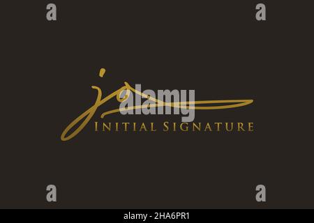 JO Letter Signature Logo Template elegant design logo. Hand drawn Calligraphy lettering Vector illustration. Stock Vector