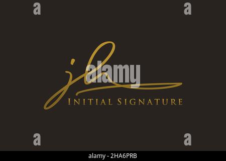 JH Letter Signature Logo Template elegant design logo. Hand drawn Calligraphy lettering Vector illustration. Stock Vector