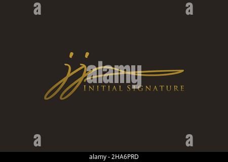 JJ Letter Signature Logo Template elegant design logo. Hand drawn Calligraphy lettering Vector illustration. Stock Vector