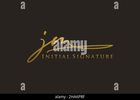 JM Letter Signature Logo Template elegant design logo. Hand drawn Calligraphy lettering Vector illustration. Stock Vector