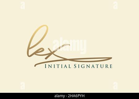 KX Letter Signature Logo Template elegant design logo. Hand drawn Calligraphy lettering Vector illustration. Stock Vector