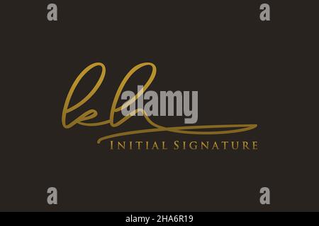 KH Letter Signature Logo Template elegant design logo. Hand drawn Calligraphy lettering Vector illustration. Stock Vector