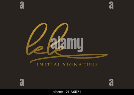 KK Letter Signature Logo Template elegant design logo. Hand drawn Calligraphy lettering Vector illustration. Stock Vector