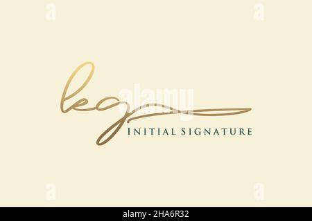 KG Letter Signature Logo Template elegant design logo. Hand drawn Calligraphy lettering Vector illustration. Stock Vector