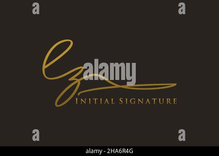 LZ Letter Signature Logo Template elegant design logo. Hand drawn Calligraphy lettering Vector illustration. Stock Vector