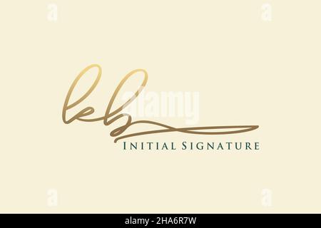 KB Letter Signature Logo Template elegant design logo. Hand drawn Calligraphy lettering Vector illustration. Stock Vector