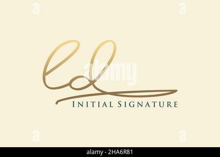 LD Letter Signature Logo Template elegant design logo. Hand drawn Calligraphy lettering Vector illustration. Stock Vector