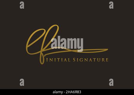 LF Letter Signature Logo Template elegant design logo. Hand drawn Calligraphy lettering Vector illustration. Stock Vector