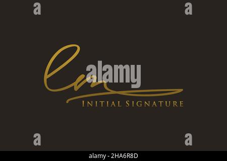 LM Letter Signature Logo Template elegant design logo. Hand drawn Calligraphy lettering Vector illustration. Stock Vector