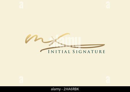 MX Letter Signature Logo Template elegant design logo. Hand drawn Calligraphy lettering Vector illustration. Stock Vector