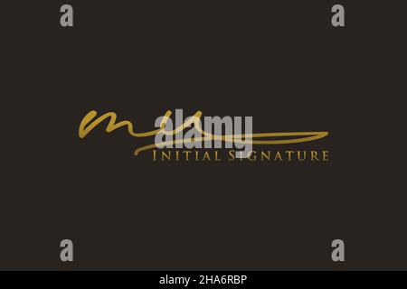 MU Letter Signature Logo Template elegant design logo. Hand drawn Calligraphy lettering Vector illustration. Stock Vector