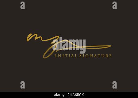 MZ Letter Signature Logo Template elegant design logo. Hand drawn Calligraphy lettering Vector illustration. Stock Vector