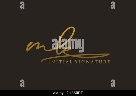 MK Letter Signature Logo Template elegant design logo. Hand drawn Calligraphy lettering Vector illustration. Stock Vector