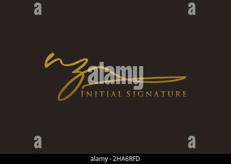 NZ Letter Signature Logo Template elegant design logo. Hand drawn Calligraphy lettering Vector illustration. Stock Vector