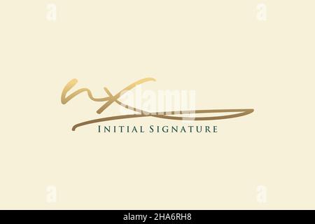 NX Letter Signature Logo Template elegant design logo. Hand drawn Calligraphy lettering Vector illustration. Stock Vector