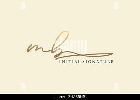 MB Letter Signature Logo Template elegant design logo. Hand drawn Calligraphy lettering Vector illustration. Stock Vector