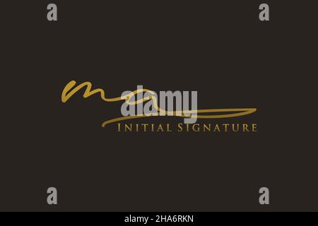 MA Letter Signature Logo Template elegant design logo. Hand drawn Calligraphy lettering Vector illustration. Stock Vector