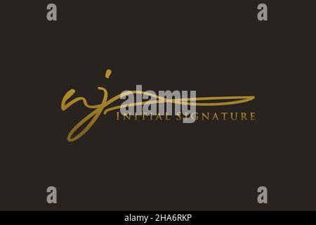 NJ Letter Signature Logo Template elegant design logo. Hand drawn Calligraphy lettering Vector illustration. Stock Vector