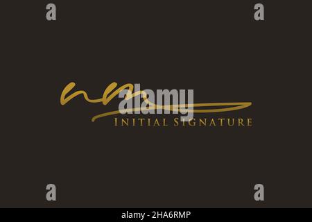 NM Letter Signature Logo Template elegant design logo. Hand drawn Calligraphy lettering Vector illustration. Stock Vector
